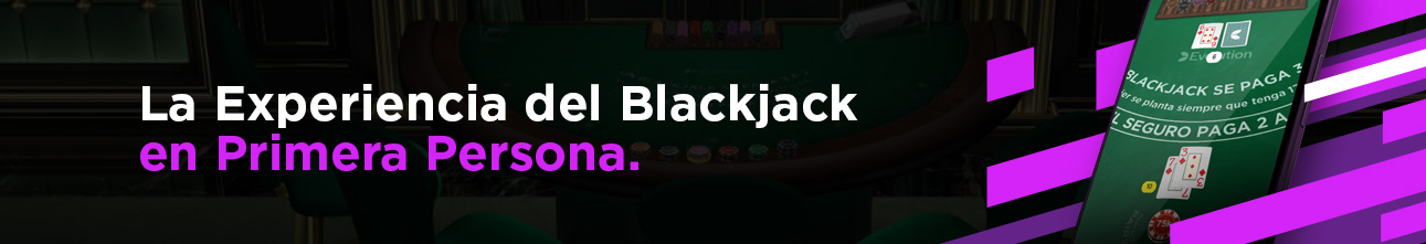 Celular mostrando First Person Blackjack. 5 juegos de casino online